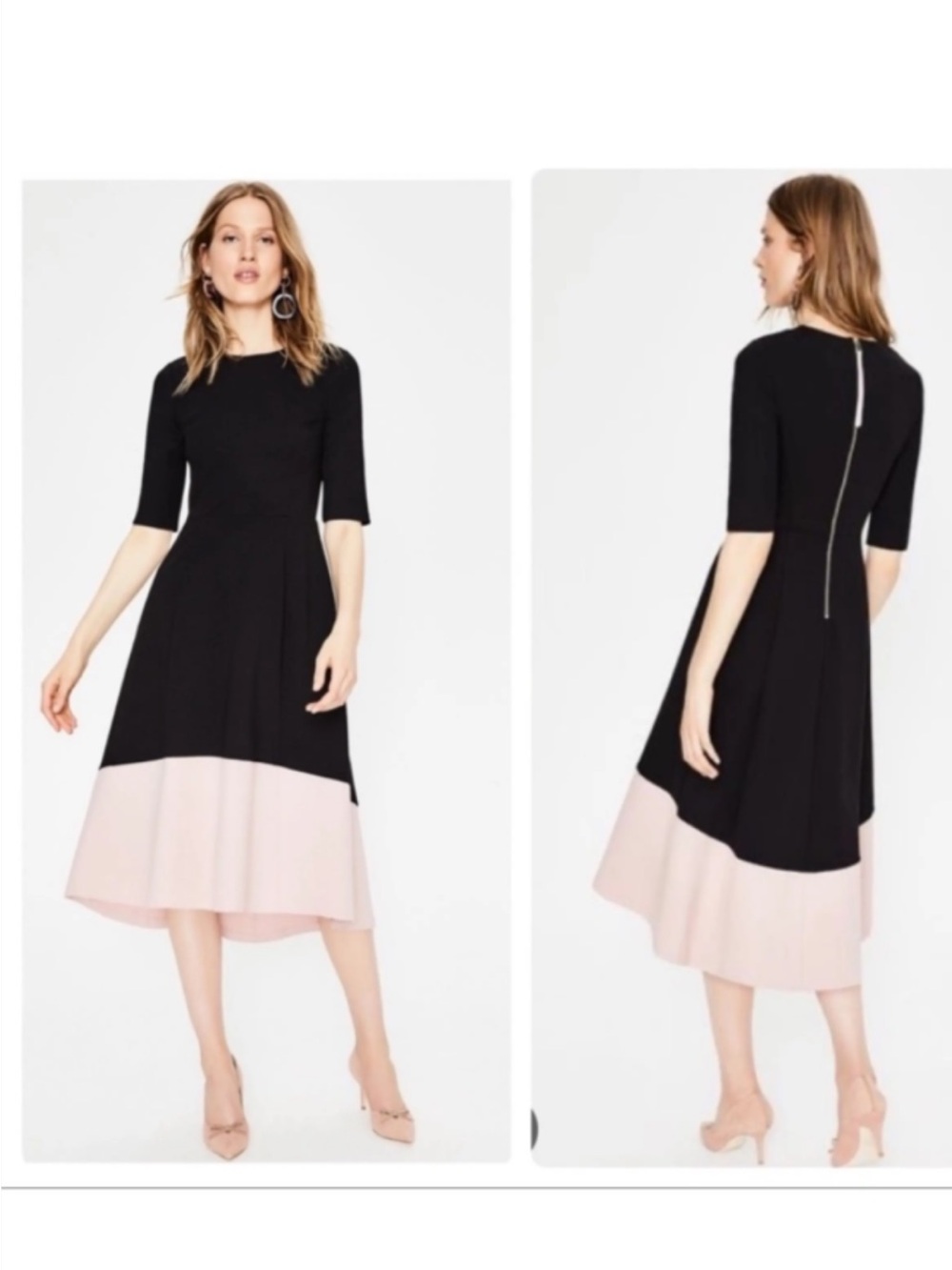Boden Wren Ponte Midi Dress Black Pink Women’s Size US 4R NWT